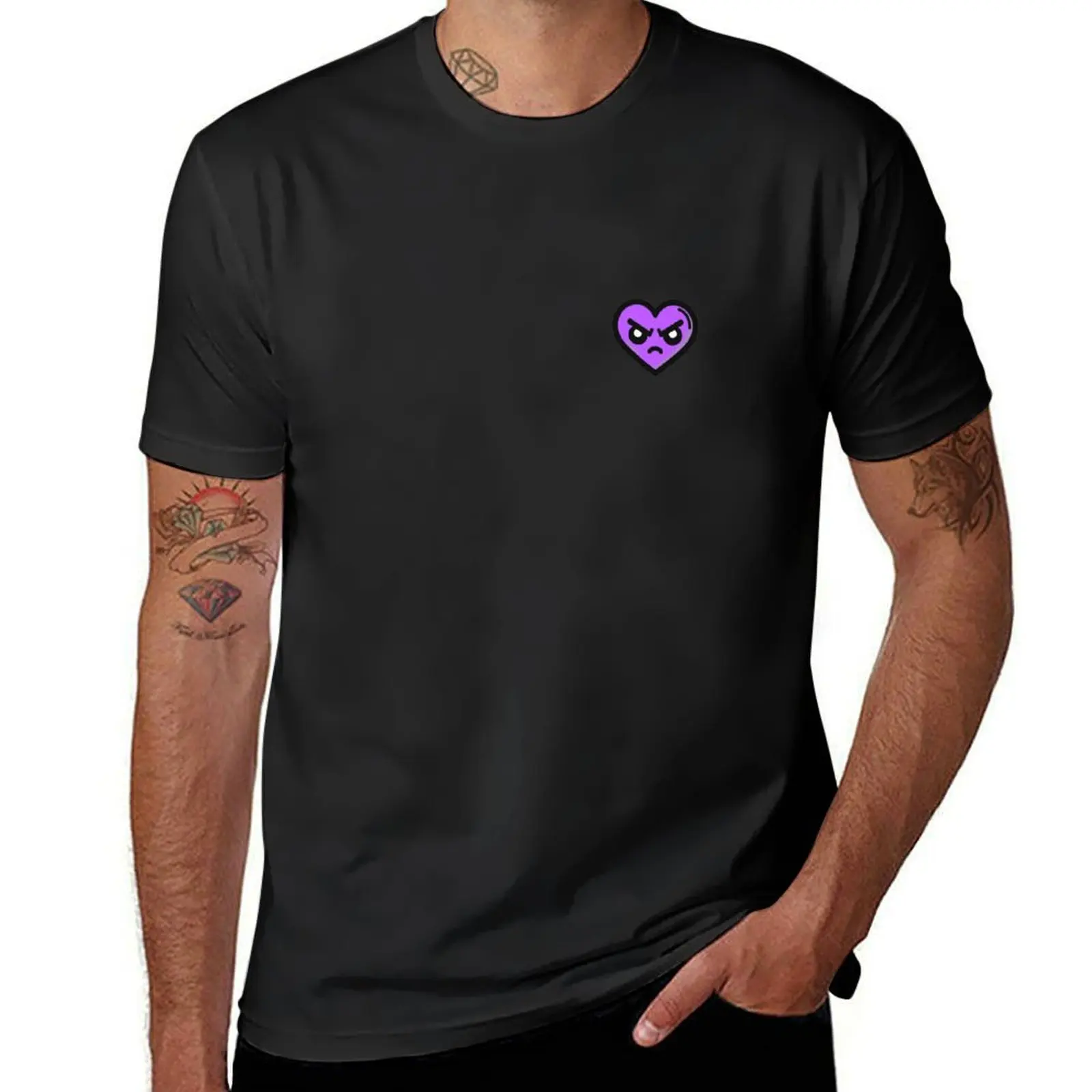 

Purple Upset Heart with eyes and mouth T-Shirt plain cute tops men clothings