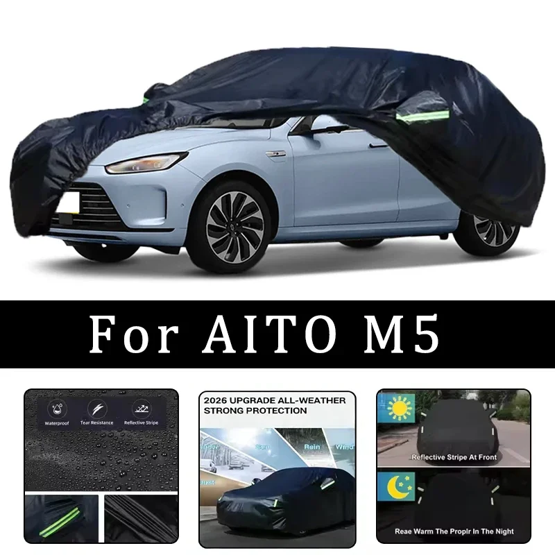 

Чехлы для автомобиля AITO M5: всепогодные, водонепроницаемые, пылезащитные, защита от солнца, дождя и снега, из плотной ткани Оксфорд, полный комплект автомобильных аксессуаров