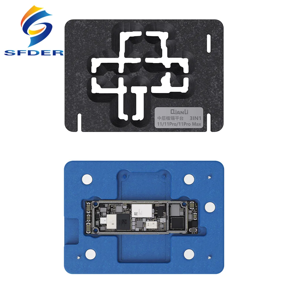 Qianli BGA Stencil Reballing Planting Tin Platform For IPhone X XS 11 11Pro Max 12 13 14 series Motherboard Middle Layer Fixture