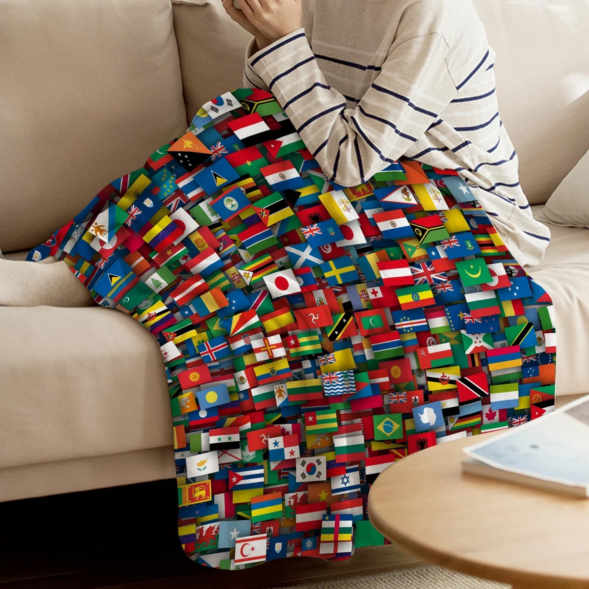 World Flag Blanket Warm Flannel Throw Blanket Flags of All Countries of The World Blankets for Bed Couch Sofa Home Decor Gifts