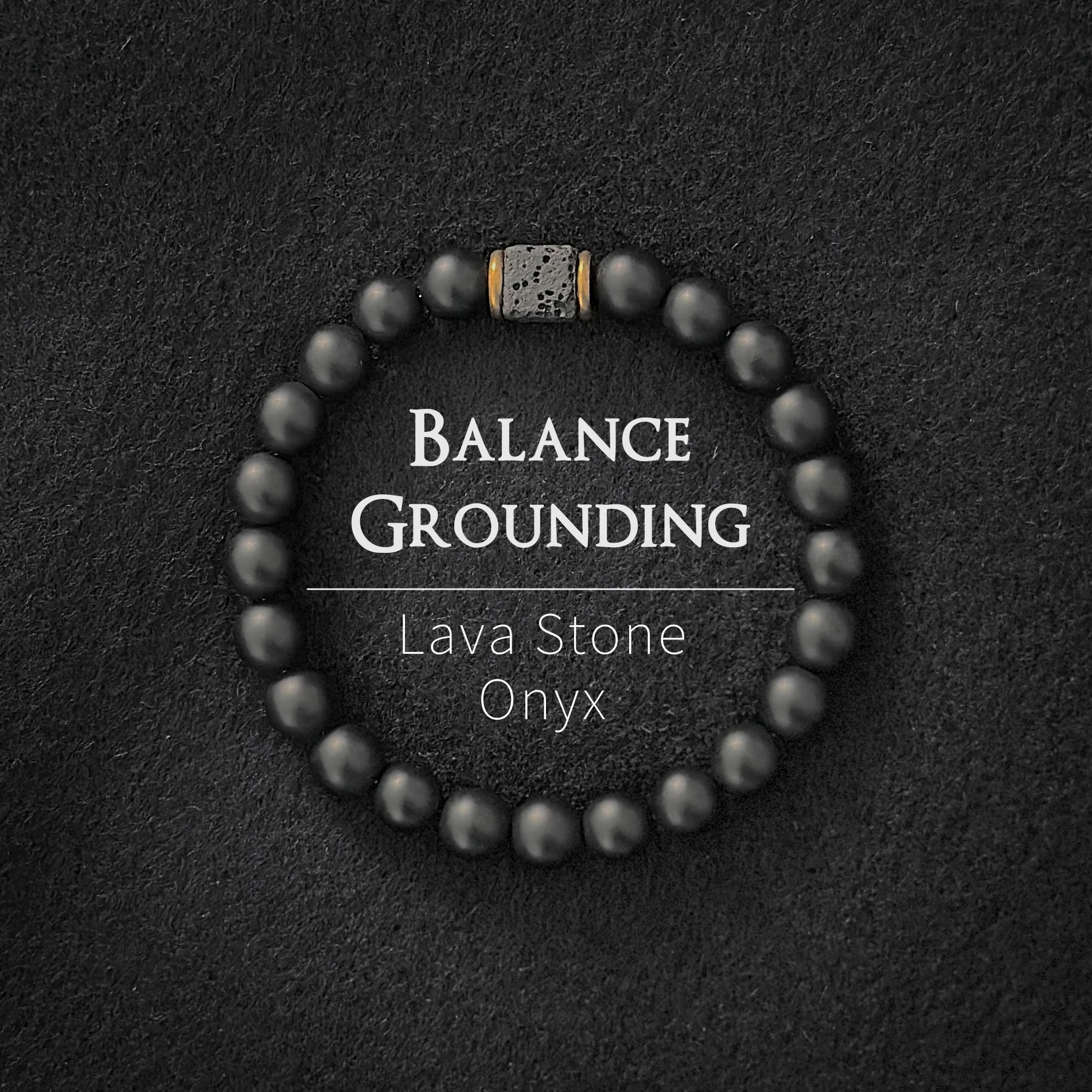 【セール中】メンズ天然溶岩石ブレスレット、黒瑪瑙宝石ブレスレット、感情とエネルギーのバランスブレスレット、1個