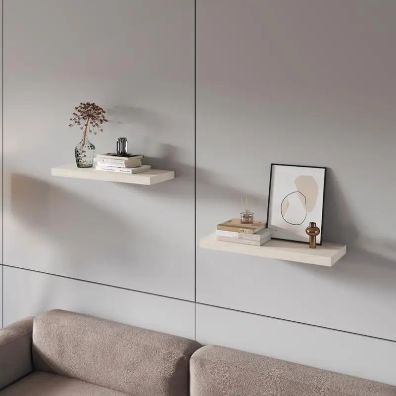 رف عائم من خشب البلوط الأبيض - تخزين حائط أنيق لتزيين المنزل - تصميم عصري أنيق ومتعدد الاستخدامات للكتب والنباتات،