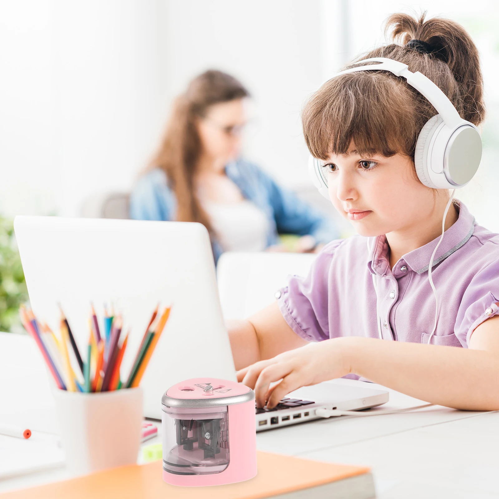 Automatic Electric Pencil Sharpener Dual Holes 6-12Mm Operated Portable Art Student Office Use