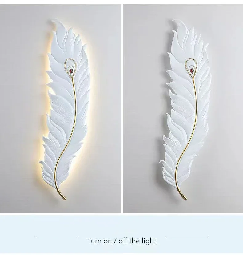

Modern Feather Resin Wall Lamps LED Sconces Bedroom Bedside Living Room Background Hallway Home Decor Indoor Lighting