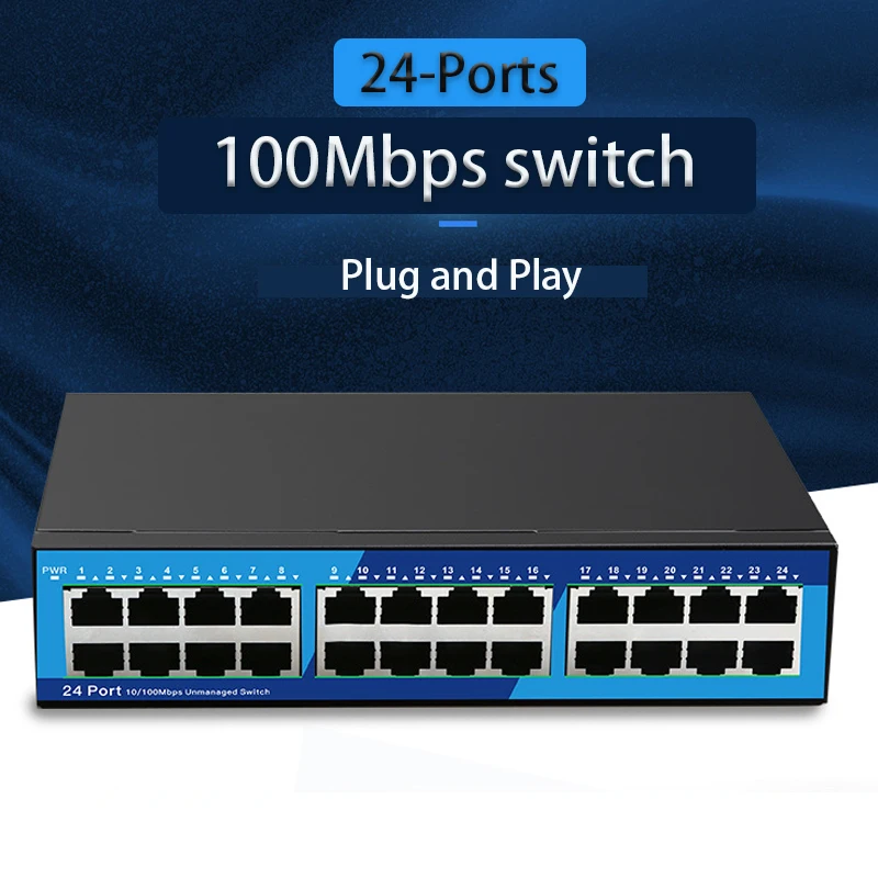 

Network splitter Adapter Game Ethernet Smart Switcher RJ45 hub switch dock station 24 port 100Mbps switch LAN Extensor converter