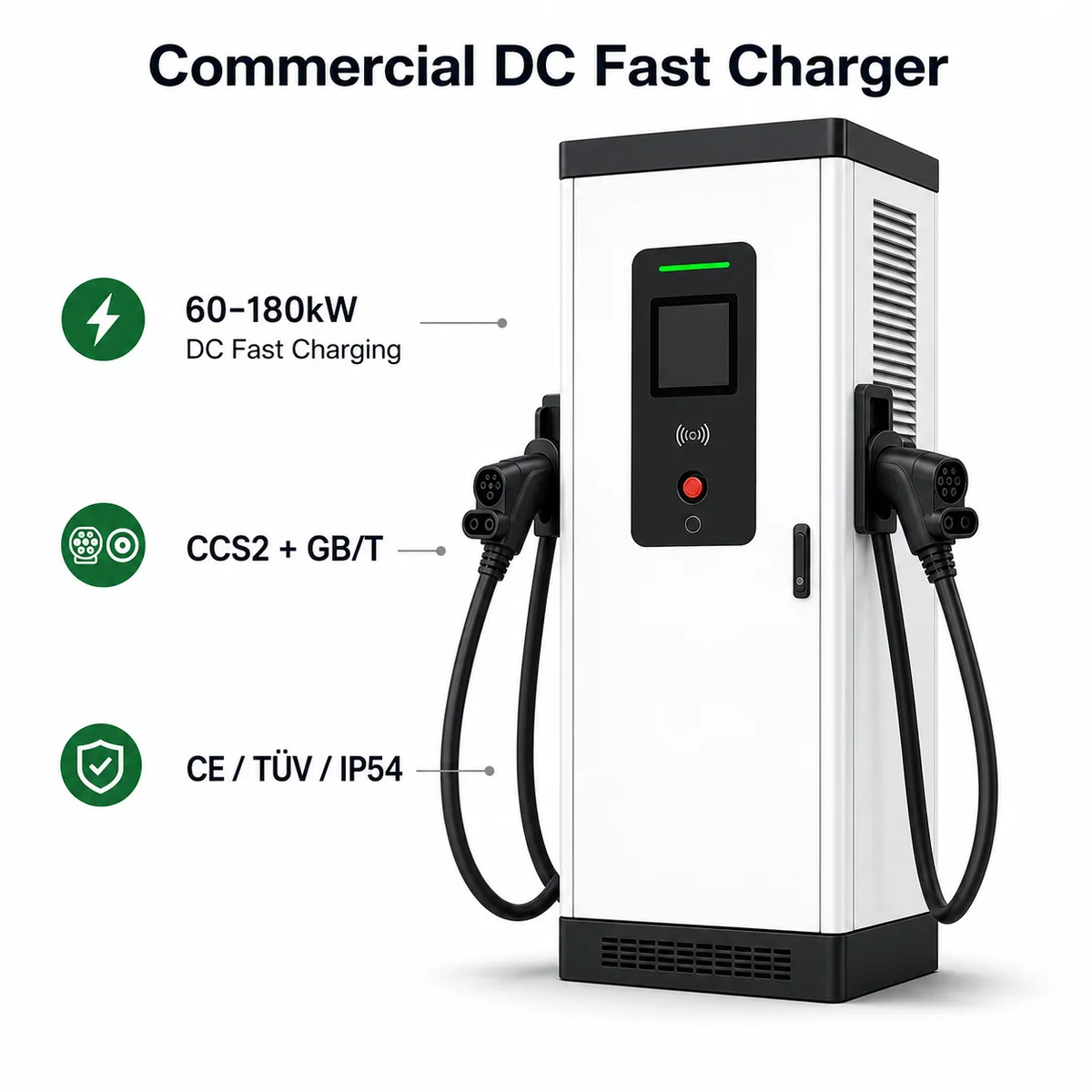 60kW CCS2 DC Fast EV Charger OCPP IP54 Commercial Public Fleet Charging Station