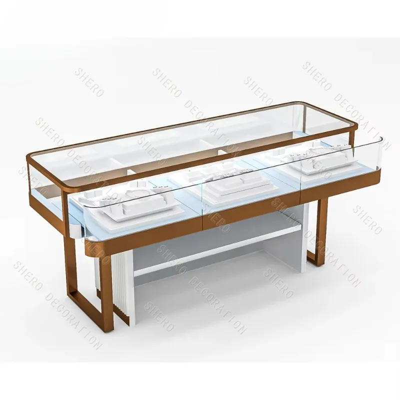 

Modern Jewelry Display Cabinet Counter Stainless Steel Luxury Cabinet Jewelry Store Glass Furniture