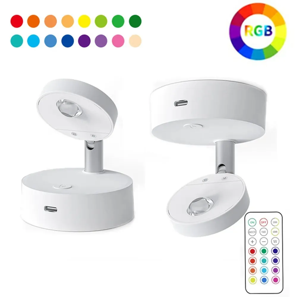 

13 Colors Under Cabinet Light Remote Control LED Puck Light Spotlight USB Rechargeable for Corridor Closet Wardrobe Decor