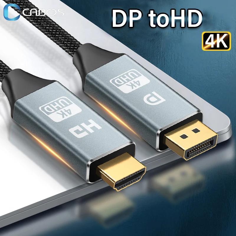 DisplayPort para HDMI-Compatível Video Audio Converter, Cabo Adaptador Display Port, DP para Laptop, Projetor, PC, TV, Monitor, PS3, 4K, 2K