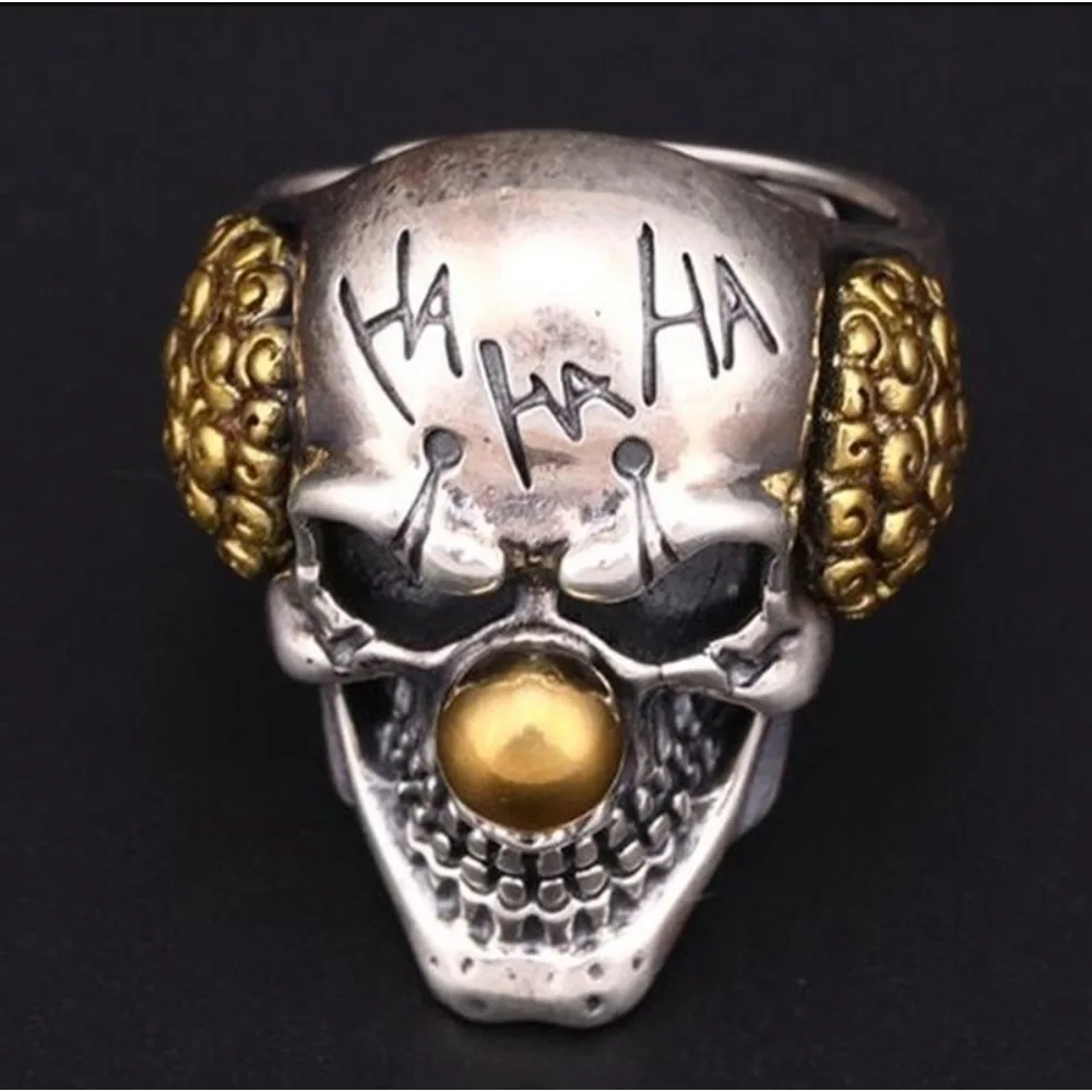 New Simple Fashion Creative Trend Clown Skull Ring Men's Retro Style Gothic Hip Hop Punk Street Party Niche Jewelry Accessories