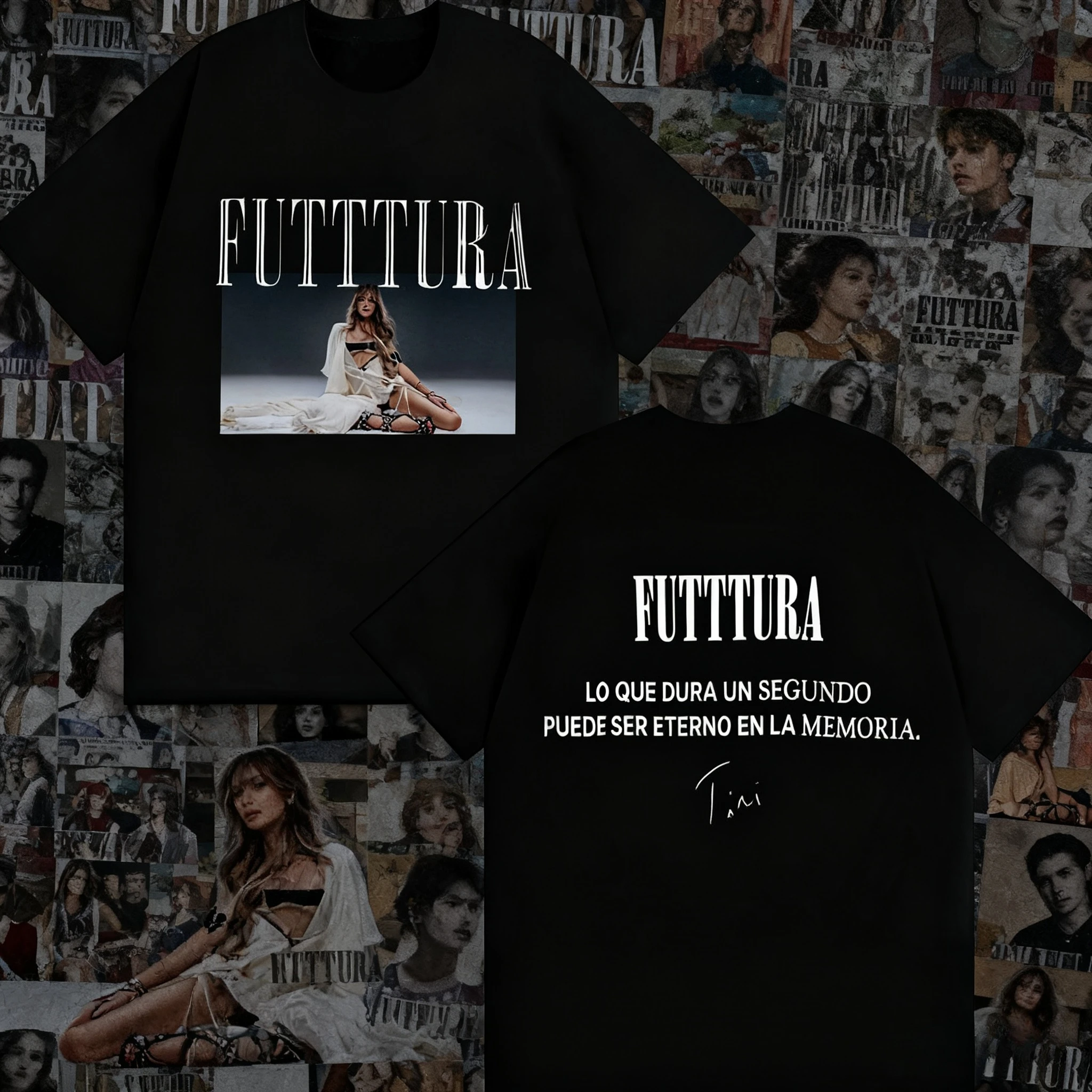 2025-26 الصيف الساخن المغني TINI فوتتورا جولة المنتج ، على الوجهين 100% القطن تي شيرت مطبوع الجمالية Y2K فضفاض تنفس