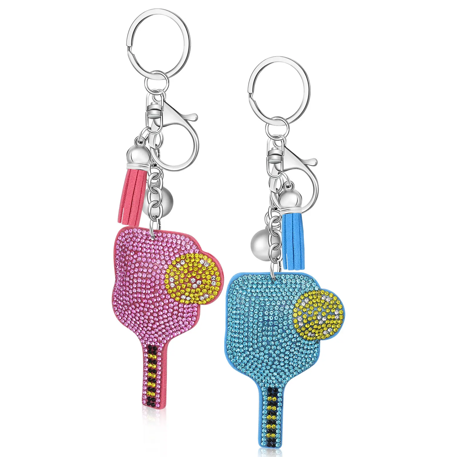 

2Pcs Rhinestone Paddle Keychains Mini Backpack Decorative Accessories Shiny Mini Backpack Keychain Charm Sport Gift