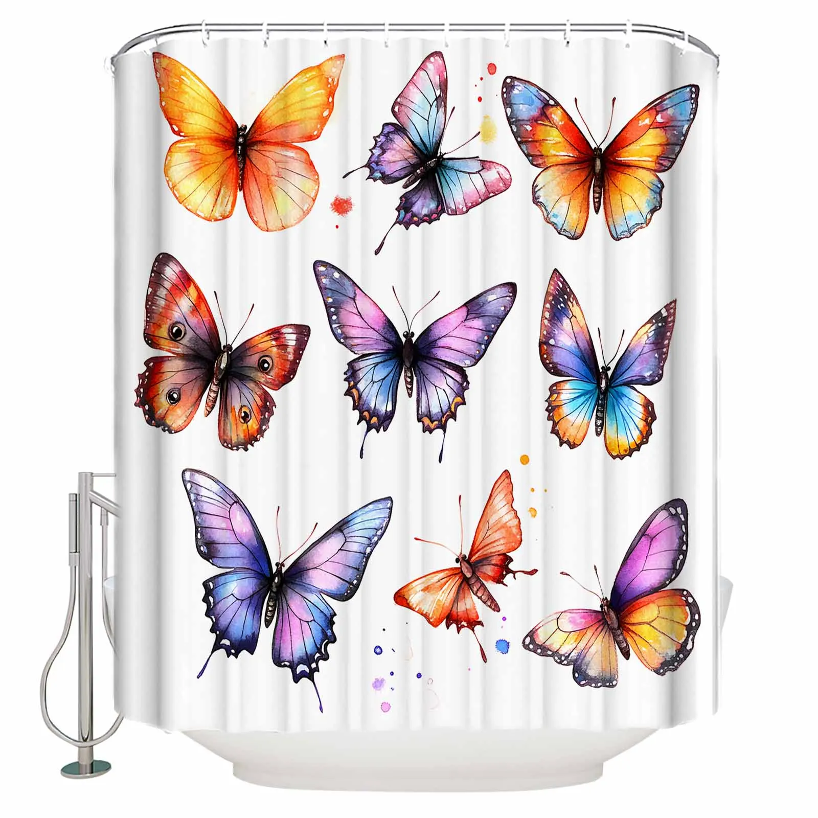 

Retro Colorful Butterfly Shower Curtains Waterproof Bath Curtains Home Decor Modern Luxury Bathroom Curtain