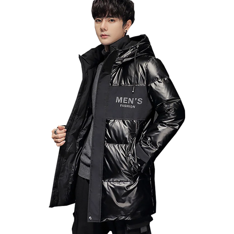 Pop Men\'s Fashion Winter White Duck Down Jackets Outwear Waterproof Parkas Shiny Korean Warm Down Coats Top Male Puffer Clothing