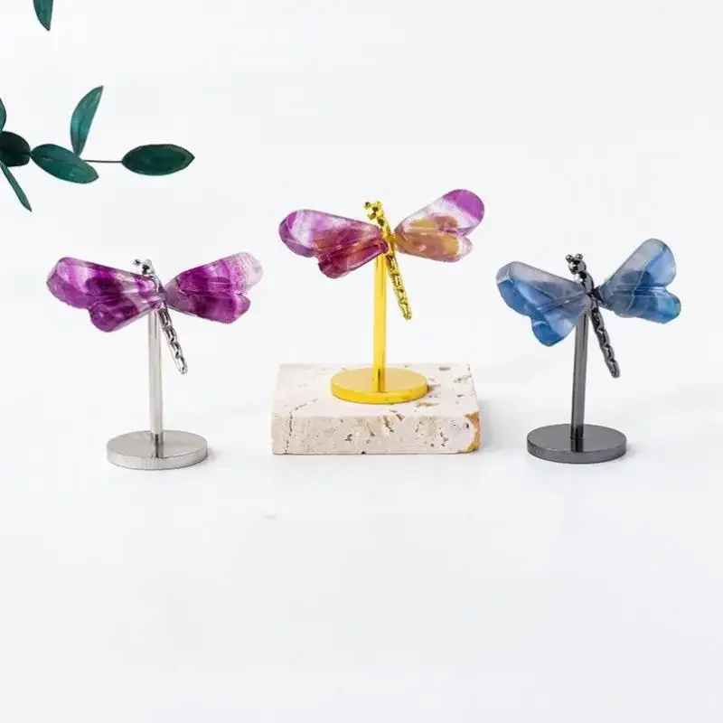 1 Naturalny Kryształ Surowy Kamień Kolorowy Fluoryt Ozdoba Ważka - Idealny Do Dekoracji Domu I Biura