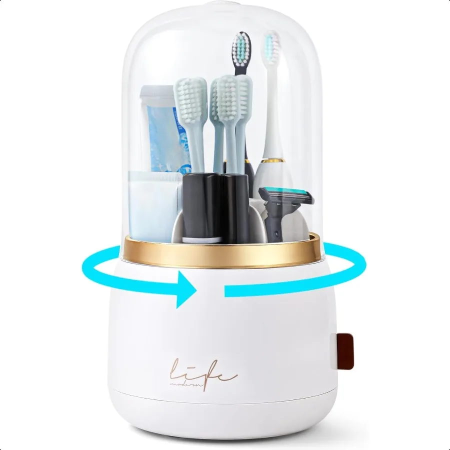 

Держатели для зубных щеток для ванных комнат Вращающиеся 7 слотов с крышкой и сливом воды Держатель для электрических зубных щеток и подставка для зубной пасты St