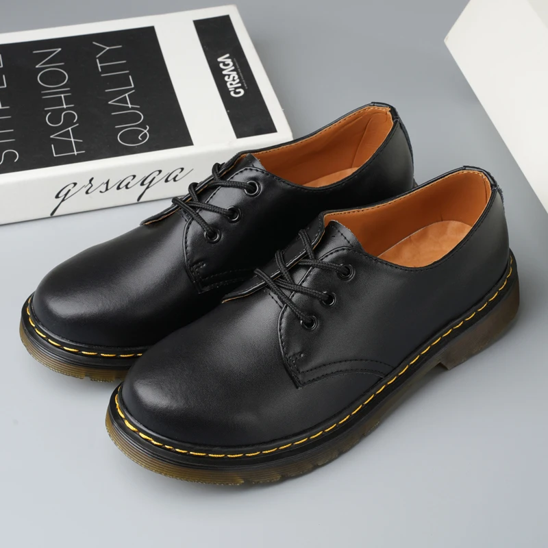 High Quality Oxford Shoes Outdoor Lace Up Work Shoes Leather Fashionable Thick Soled Round Toe Casual Luxury Brand Walking Shoes