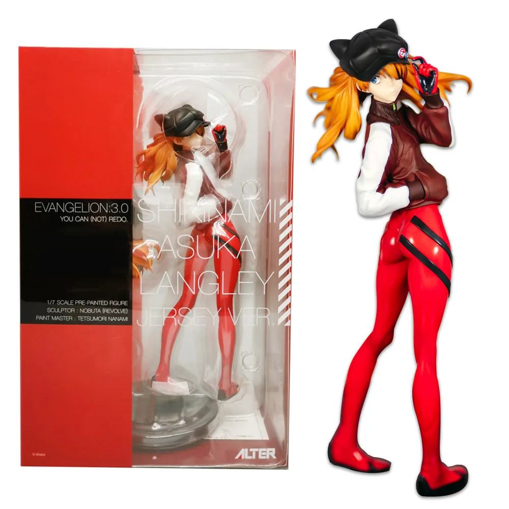 24CM Anime Evangelion Asuka Langley Soryu Cat Ear Hat Shin Gekijouban Q Souryuu Asuka Langley Ver Model Toy Gift Action Figure