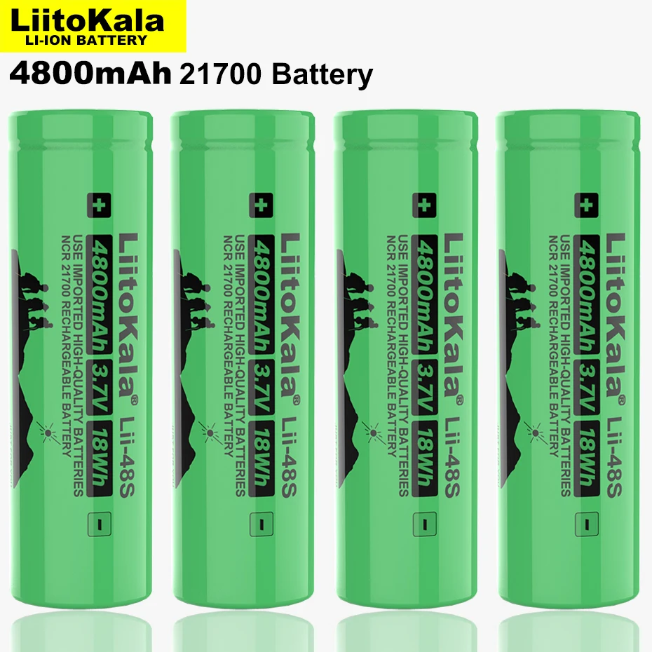 NEW LiitoKala Lii-48S 3.7V 21700 4800mAh li-lon Rechargeable Battery 9.6A power 2C Rate Discharge ternary lithium batteries