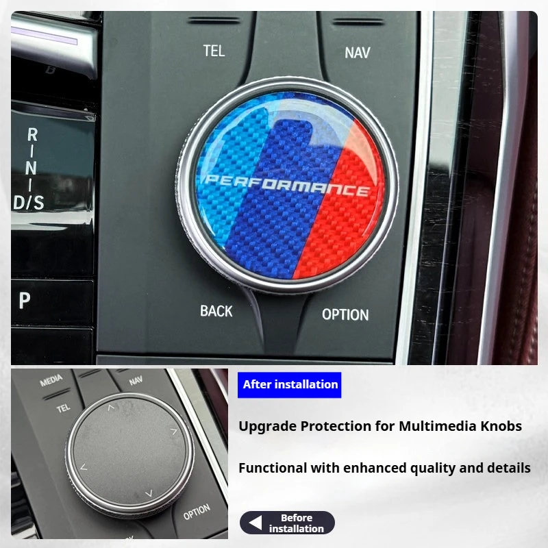 Car Central Control Dial Sticker Carbon Fiber Decal For BMW 1 2 3 4 5 6 7 Series X3 X4 X5 X6 X7 F40 F44 F34 F30 F33 F36 F10 F07 view 6