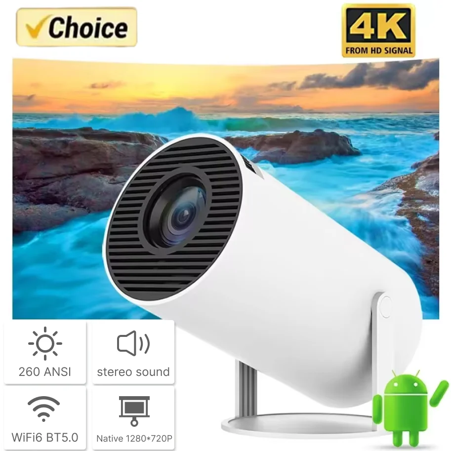 New 2024 4K Android 11 Dual Wifi6 200 ANSI All Winner H713 BT5.0 1080P 1280*720P Home Cinema Outdoor Portable Projetor