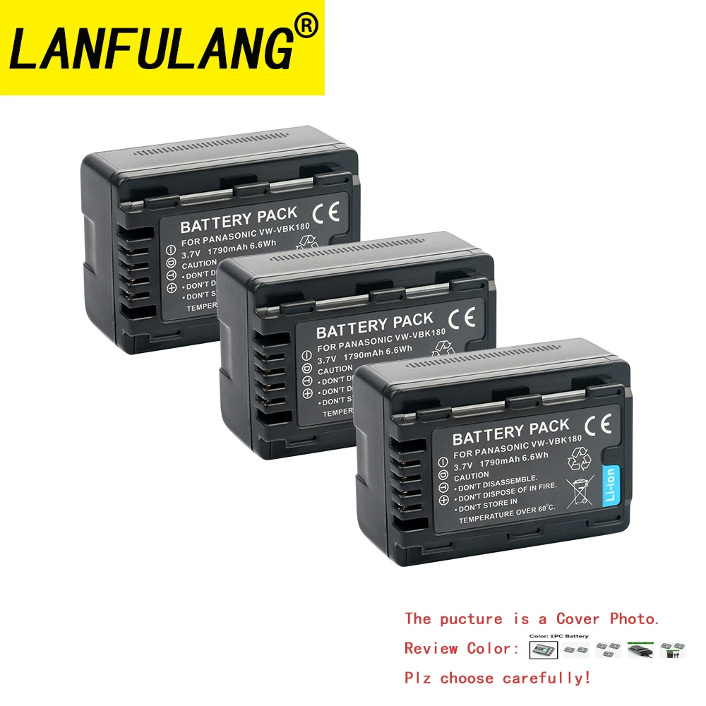 For Panasonic VW-VBK180 1790mAh Li-ion Battery Compatible with HC-V707 HC-V700 HC-V600 HC-V500 HC-V300 HC-V100 HC-V11 HC-V10