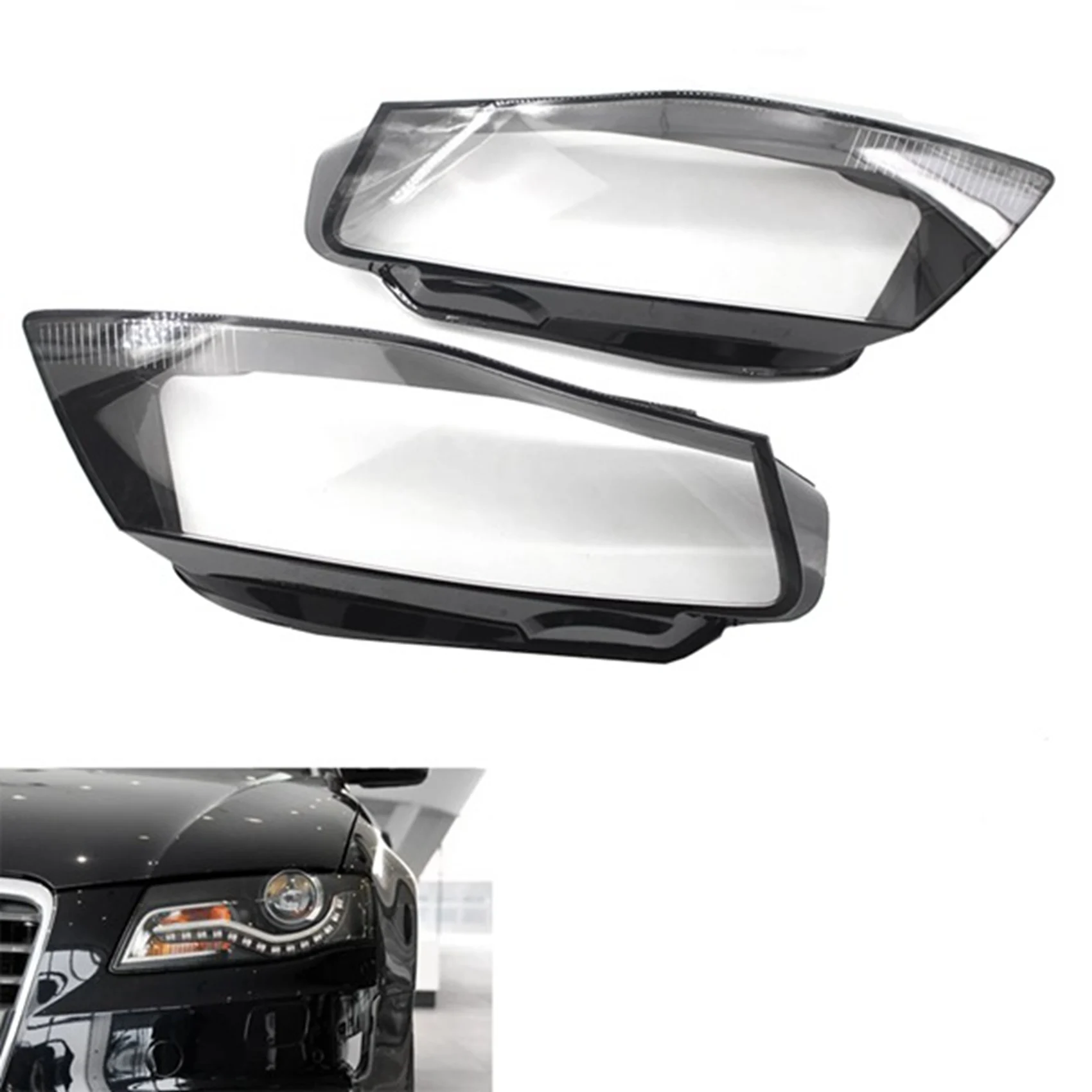 

1Pair New Headlight Cover Car Headlight Lens Glass Cover For A4 B8 2008-2012 Lamp Cover Cover Shell-A08Q