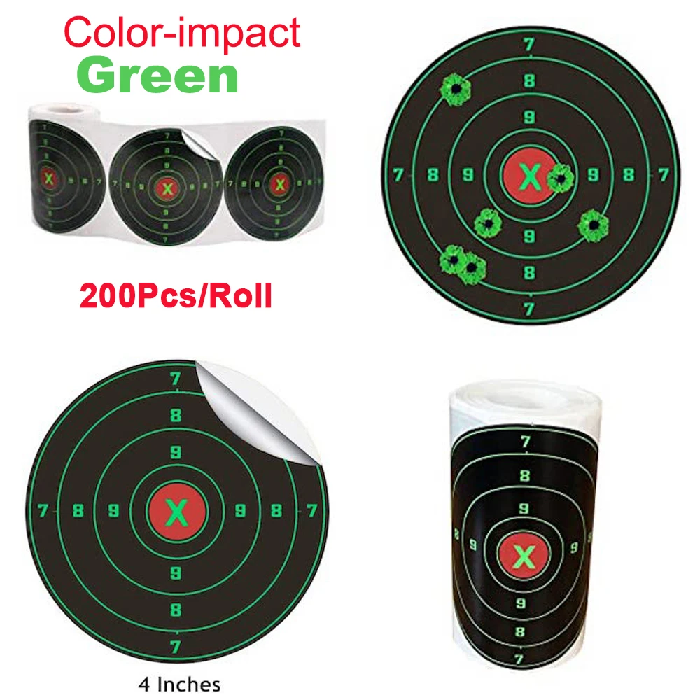 4 Polegada x 200 unidades/rolo respingos e adesivos de alvo de tiro reativos. Alvos de tiro para arma, rifle, pistola, pistola AirSoft BB, etc.