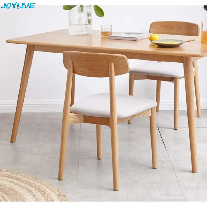 JOYLIVE Dining Chair Solid Wood Armless Chair Oak Lounge Wear-resistant Chair Backrest Stool Upholstered Stool Surface Home Use