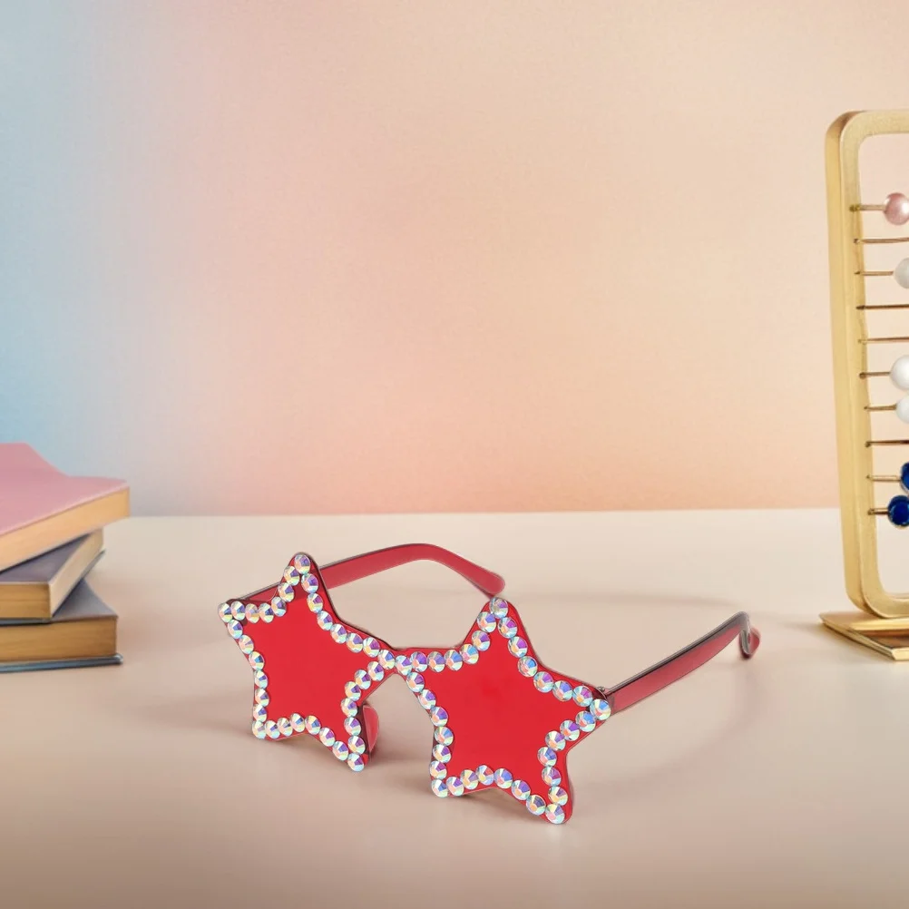 2Pcs Rhinestone Sunglasses Frameless Star Shape Lightweight Uv Protection Fashionable Party Beach Sunglasses for Women