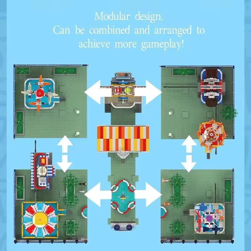 Mould King 11022 Park Rozrywki Klocki Puzzle Unikalny Zestaw Techniczny Klocków Zabawka dla Dzieci Prezent Urodzinowy dla Dzieci