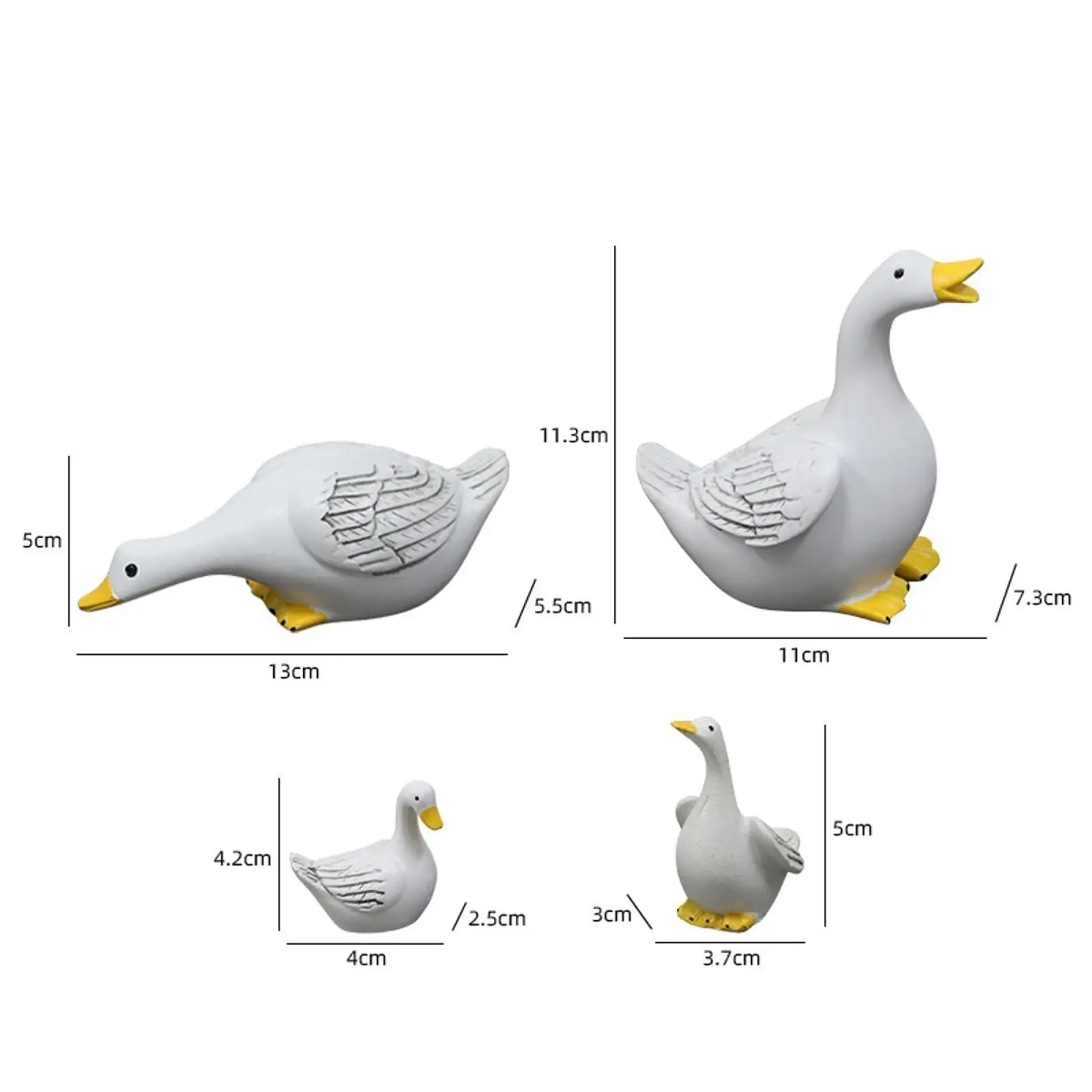 4 قطعة تماثيل حديقة عائلة البطة الحيوان النحت مقهى هدية تماثيل راتنج ل #6
