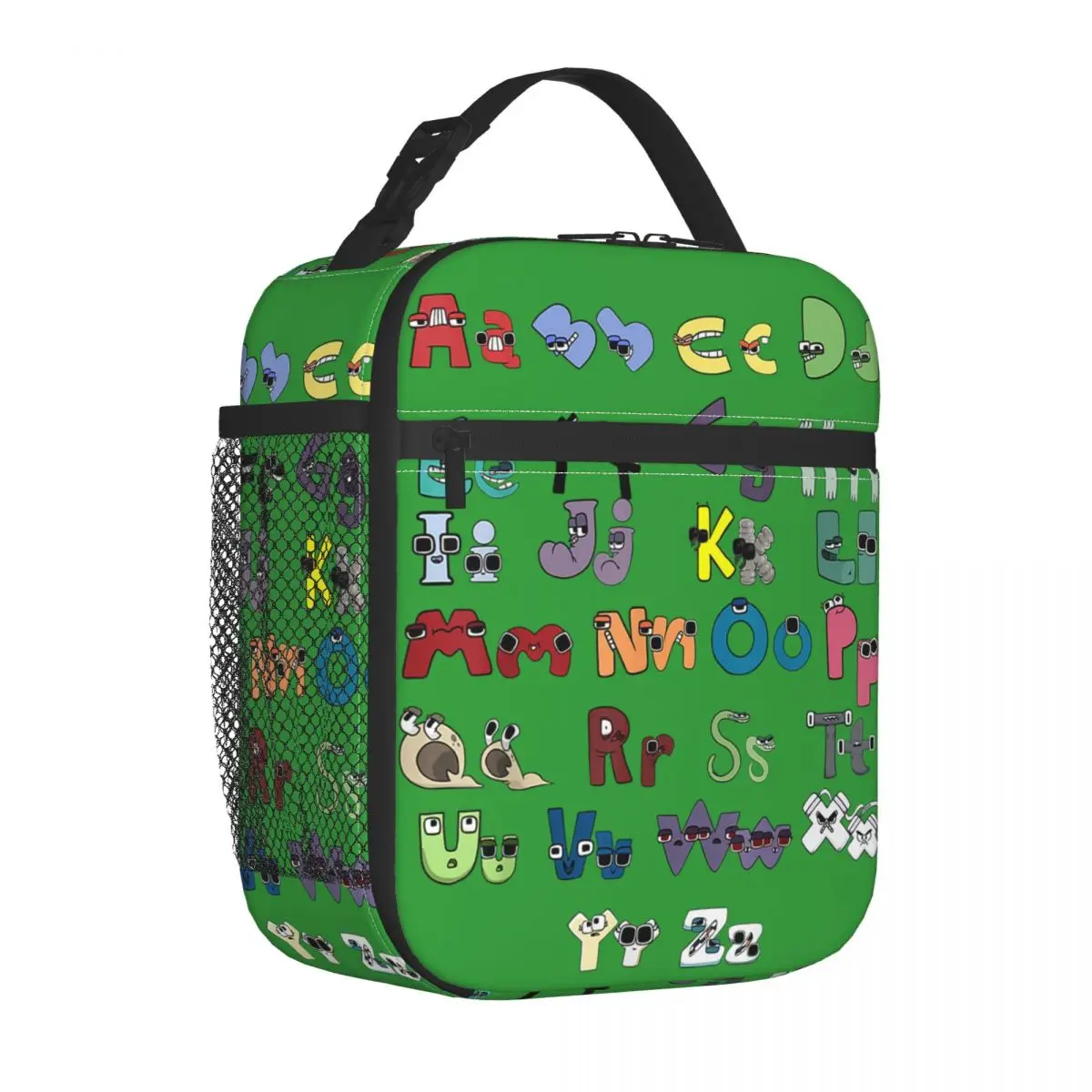 Sac à lunch isotherme portable pour garçons, lettre Méchant Abc, alphabet maléfique assressenti, sac isotherme, boîte à lunch, fourre-tout, sacs de rangement des aliments