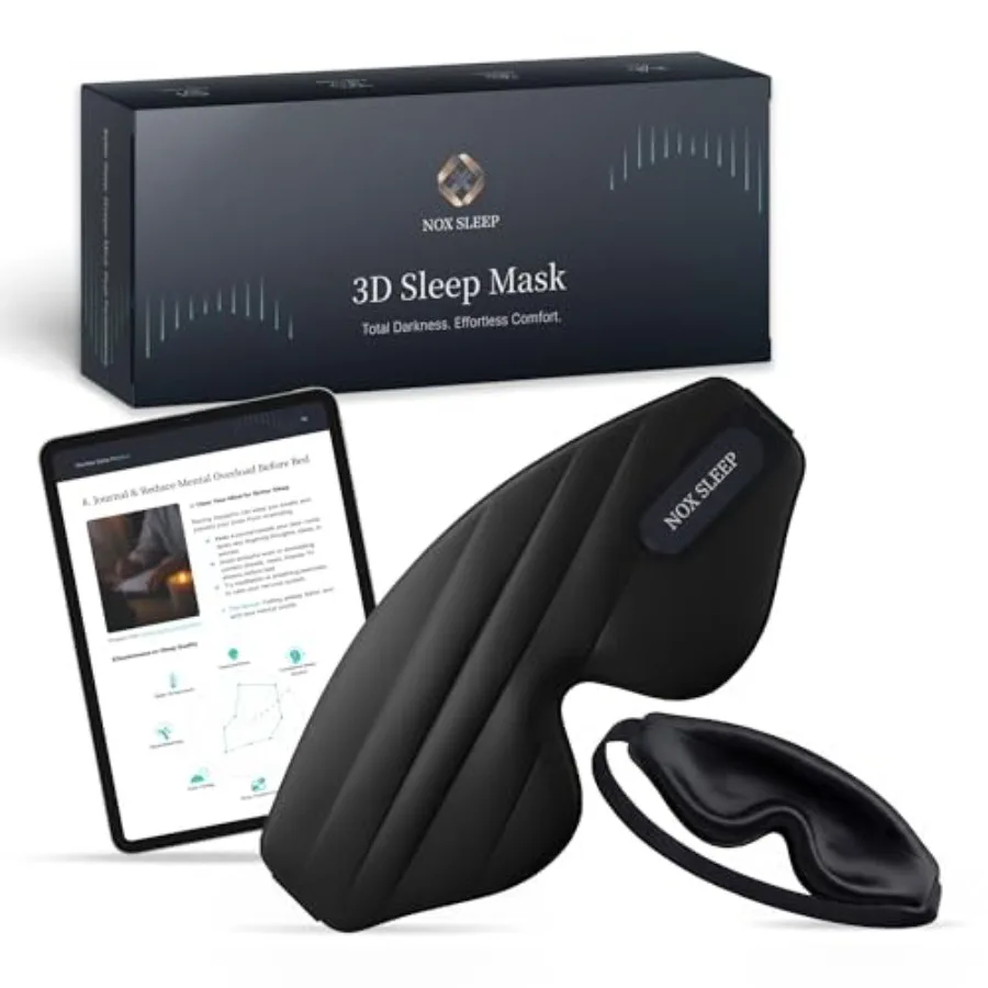 

Nox Sleep 3D Sleep Mask for Men, 100% Blackout Eye Mask for Sleep, Ice Silk Lightweight Sleeping Mask for Side Sleepers, Soft B