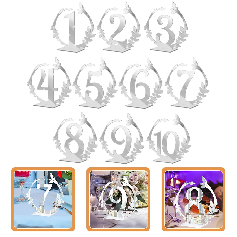 10 Pcs Acrylic Table Number Holders Clear Signs Cards Stand Elegant Wedding Reception Banquet Event Signage Reusable