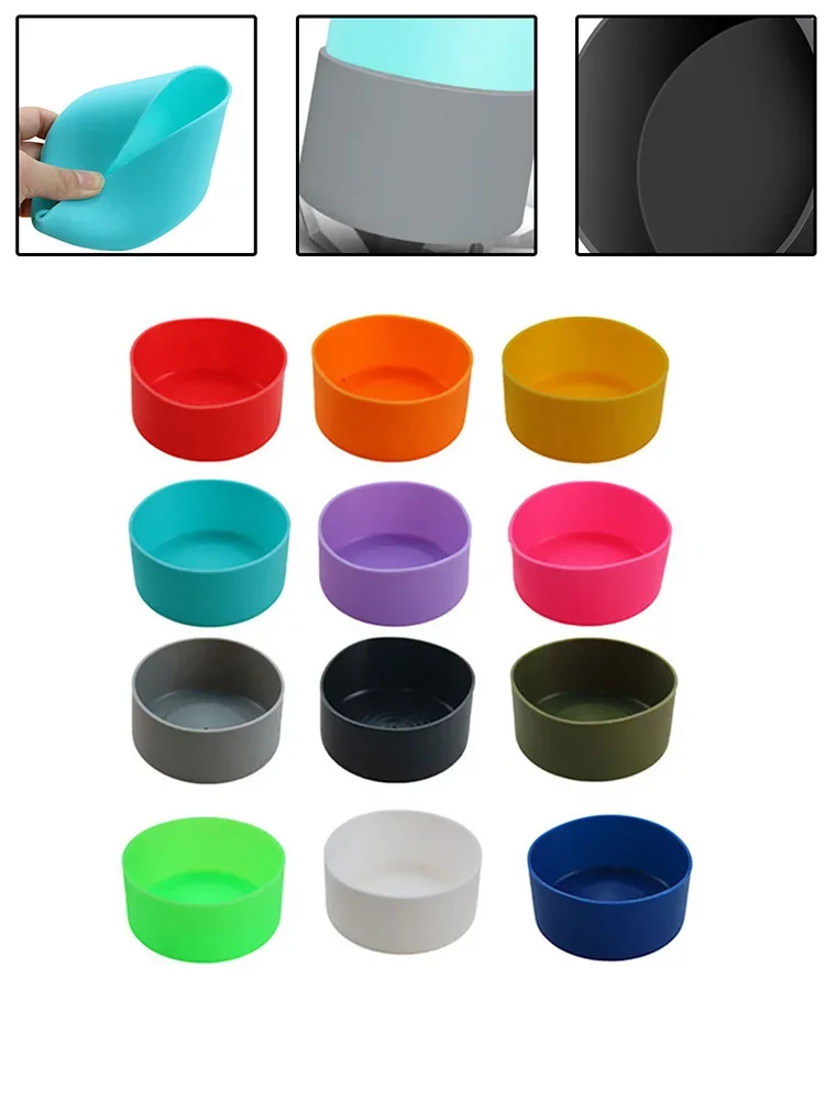 Silicone Cup Sleeve Bottle Protection Cover Cup Base Pad Anti Slip Cup Cover Multiple Colors Heat Insulation Wear Resistance