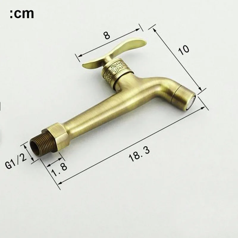 Long garden use Bibcock faucet tap crane Antique Brass Finish Bathroom Wall Mount Washing Machine Water Faucet Taps YT-5156