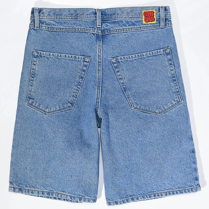 Shorts en denim brodés à motif de dessin animé pour hommes, bleu profond, streetwear rétro, Harajuku, Hip Hop, short d'été Y2K, nouveau