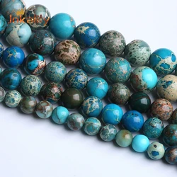 Natural Blue Imperial Jasper Stone Round Beads For Jewelry Making DIY Bracelets Necklaces Handmade Loose Beads 4 6 8 10 12mm 15