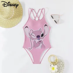 Disney Stitch Female Cartoon Swimsuit New Trend Cute Quirky Style Niche Swimwear Korean Version Simple Design One-piece Swimsuit