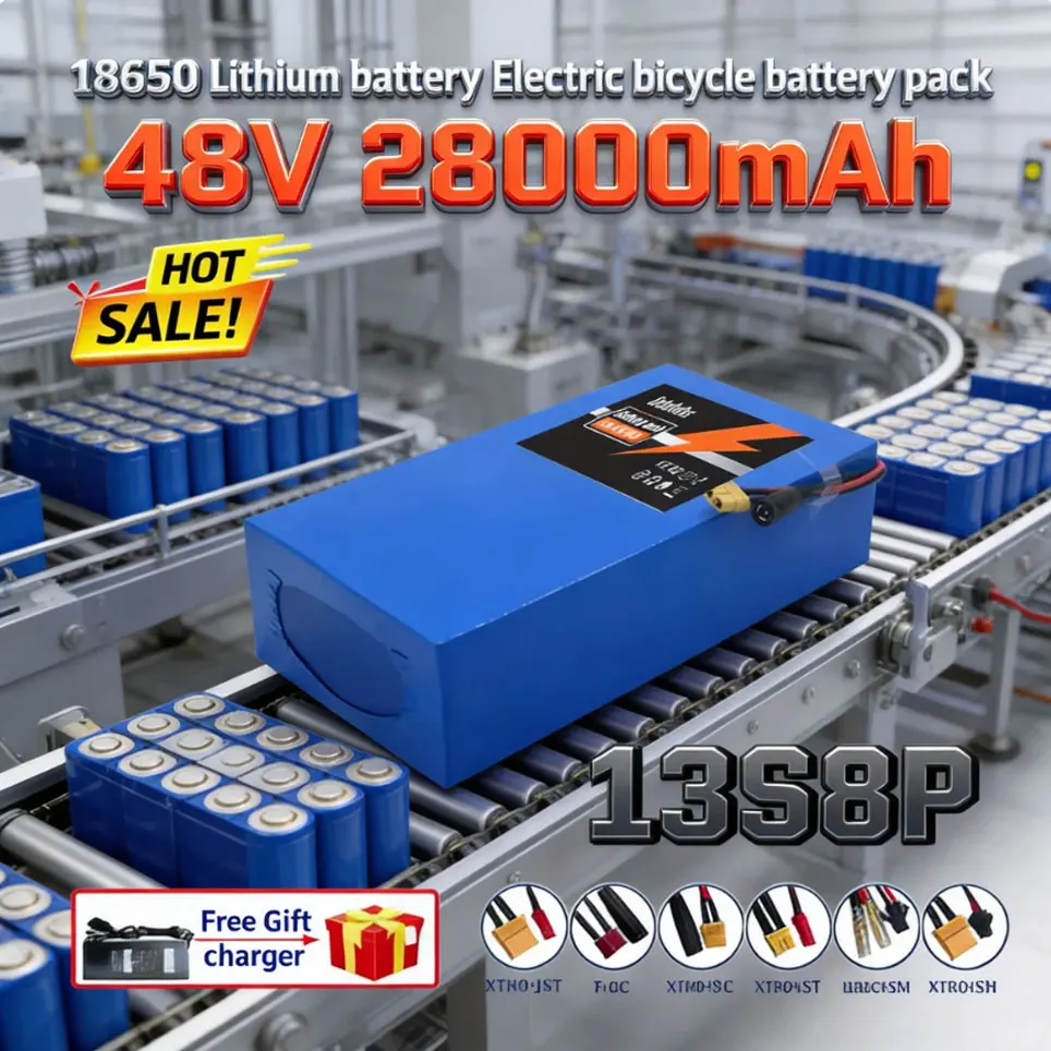 Lithium-Akku für Fahrräder und Motorräder, 48 V, 50 Ah, 10000 mAh, Panasonic 18650, 13S8P, 1000 W, 50 A, integriertes BMS, kostenlose Lieferung