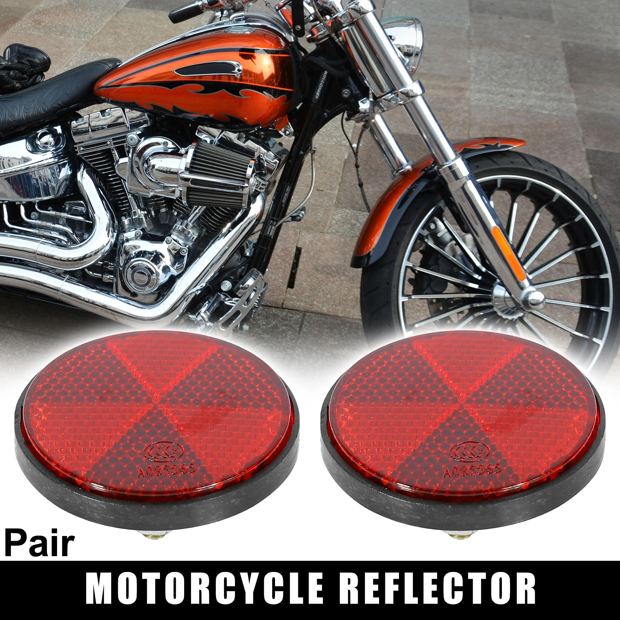 X Autohaux Pair M6x1.0 Red Universal Screw Mount Warning Reflector for Motorcycle Bike