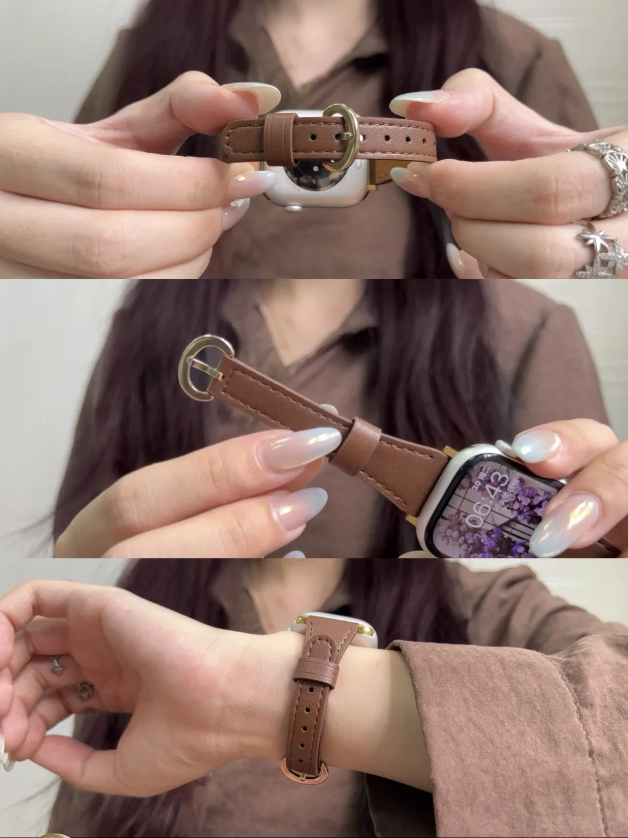 Elegant Slim Leather Loop For Apple Watch Band Correa For Women Sport Thin 38mm 40mm 41mm 42mm 44mm 45mm 49mm