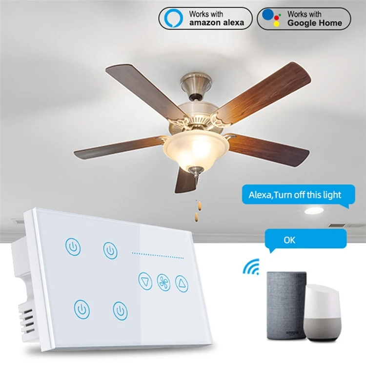 Tuya Wifi Smart Switch Fan Light Ceiling Fan Lamp Switch Speed Adjust App Voice Control Alexa Google Home With Neutral Wire