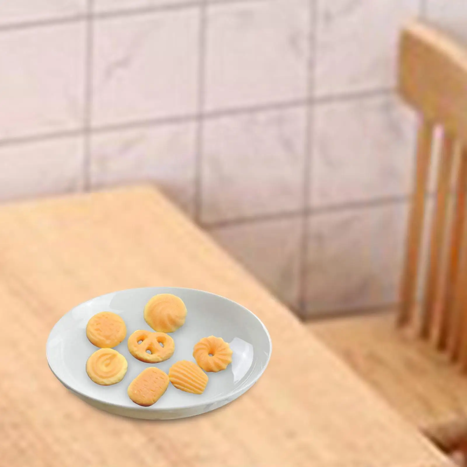 Mini galletas danesas en miniatura, juguetes de comida para casa de muñecas, Mini galletas de postre para casa de muñecas, accesorio de adornos, 7 unidades