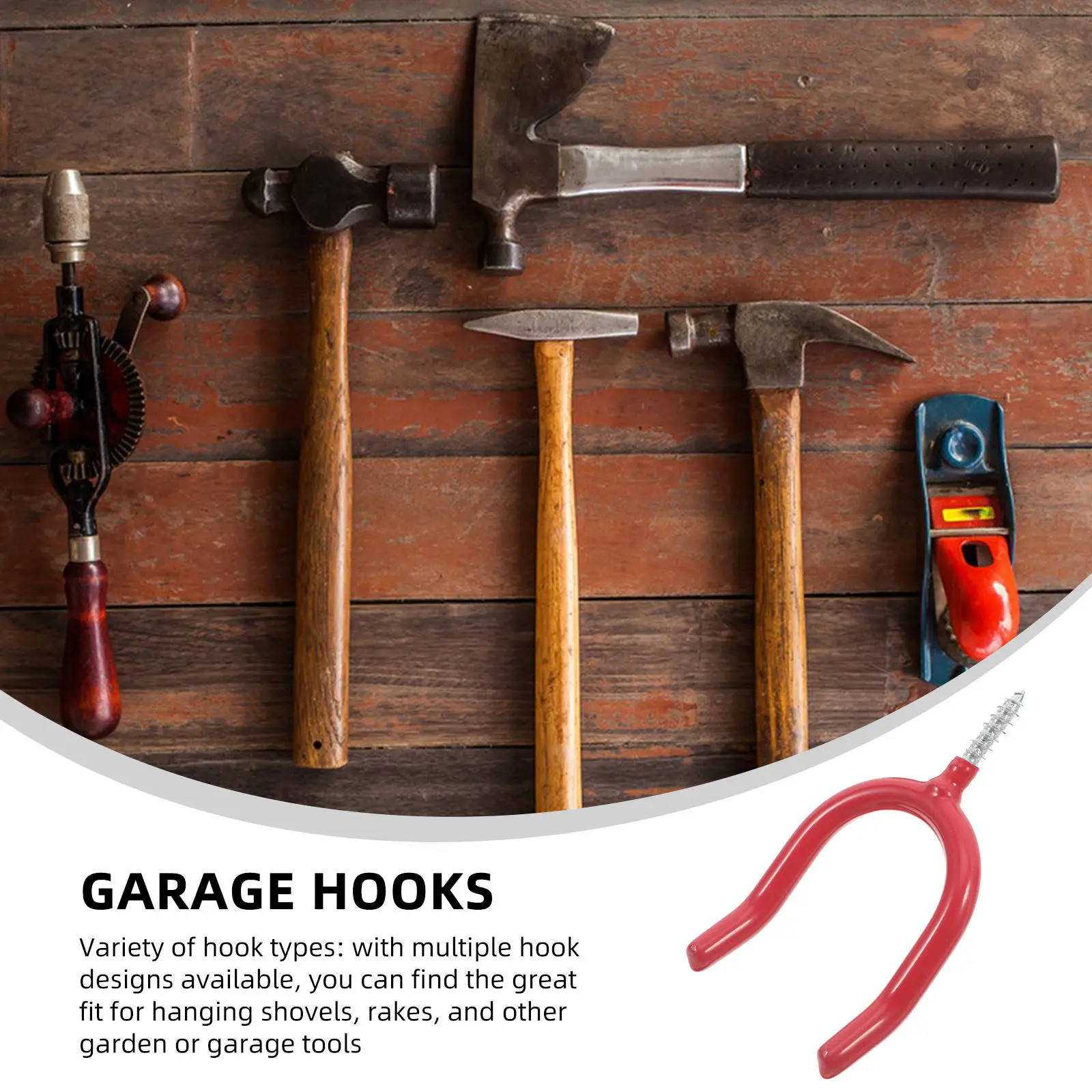 Heavy Duty U Shaped Utility Hooks Garage Wall Mounted Steel Vinyl Coated Tool Hanger for Organizing Garden Equipment Yard