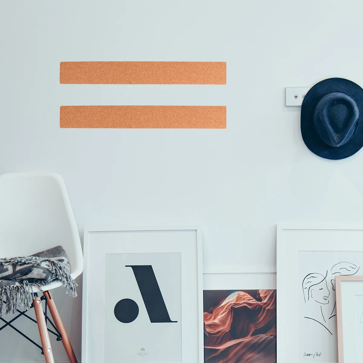 

4Pcs Cork Bulletin Bar Strip Natural Frameless Thick Wooden Message Board for Restaurant Pub Office Home Classroom