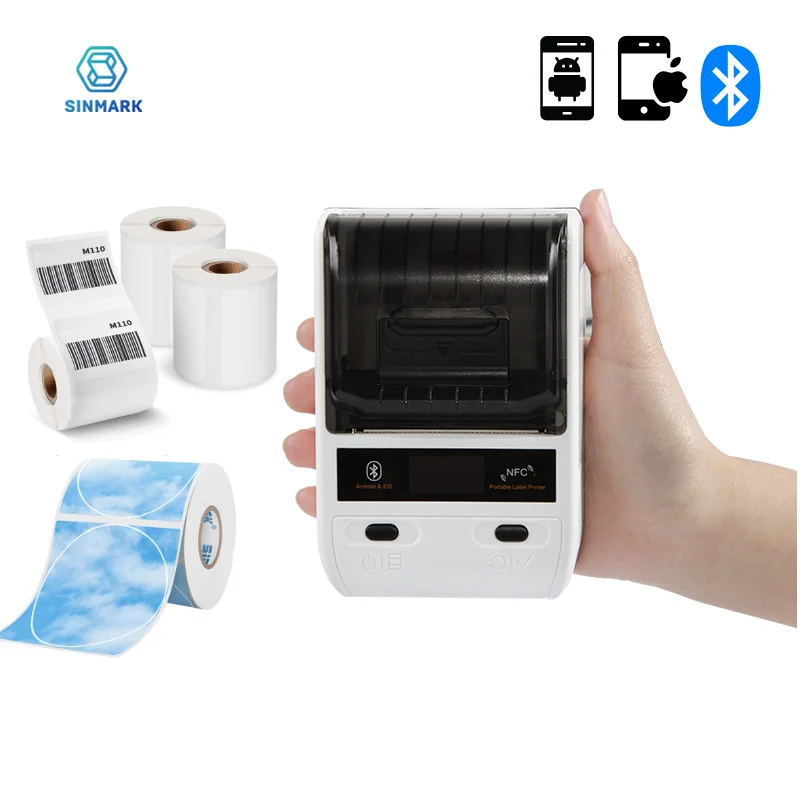 SINMARK Small Mobile Label Printer Inkless Bluetooth Portable Thermal LOGO Label Printer Sticker Maker Creative Gifts