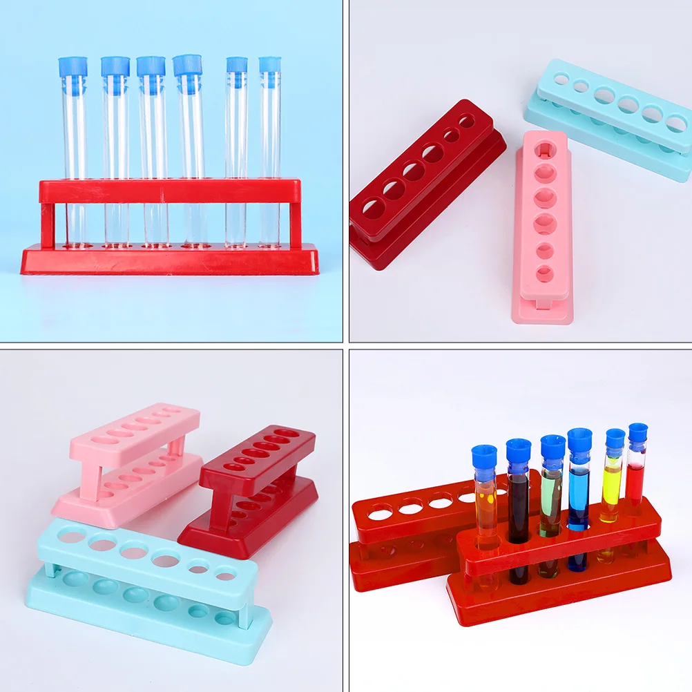 

6pcs Plastic Lab Rack School Reusable 6 Holes Plastic Rack Organizer Tube Shelf Environmentally Friendly Tube Shelf