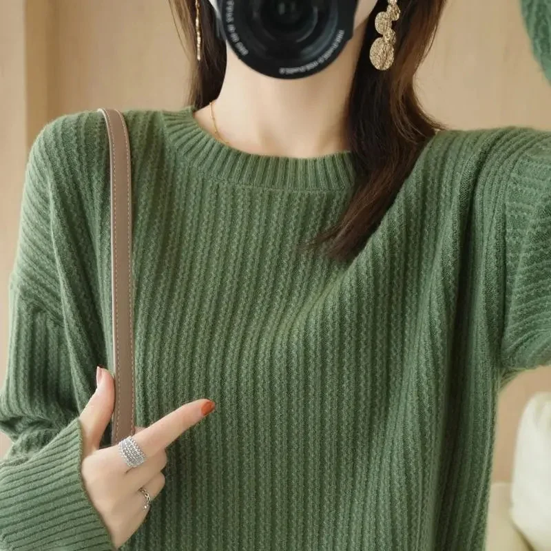 

2024 Women Sweater Spring Autumn Long Sleeve O-neck Pullovers Warm Bottoming Shirts Korean Fashion Sweater Knitwear Soft Jumpers